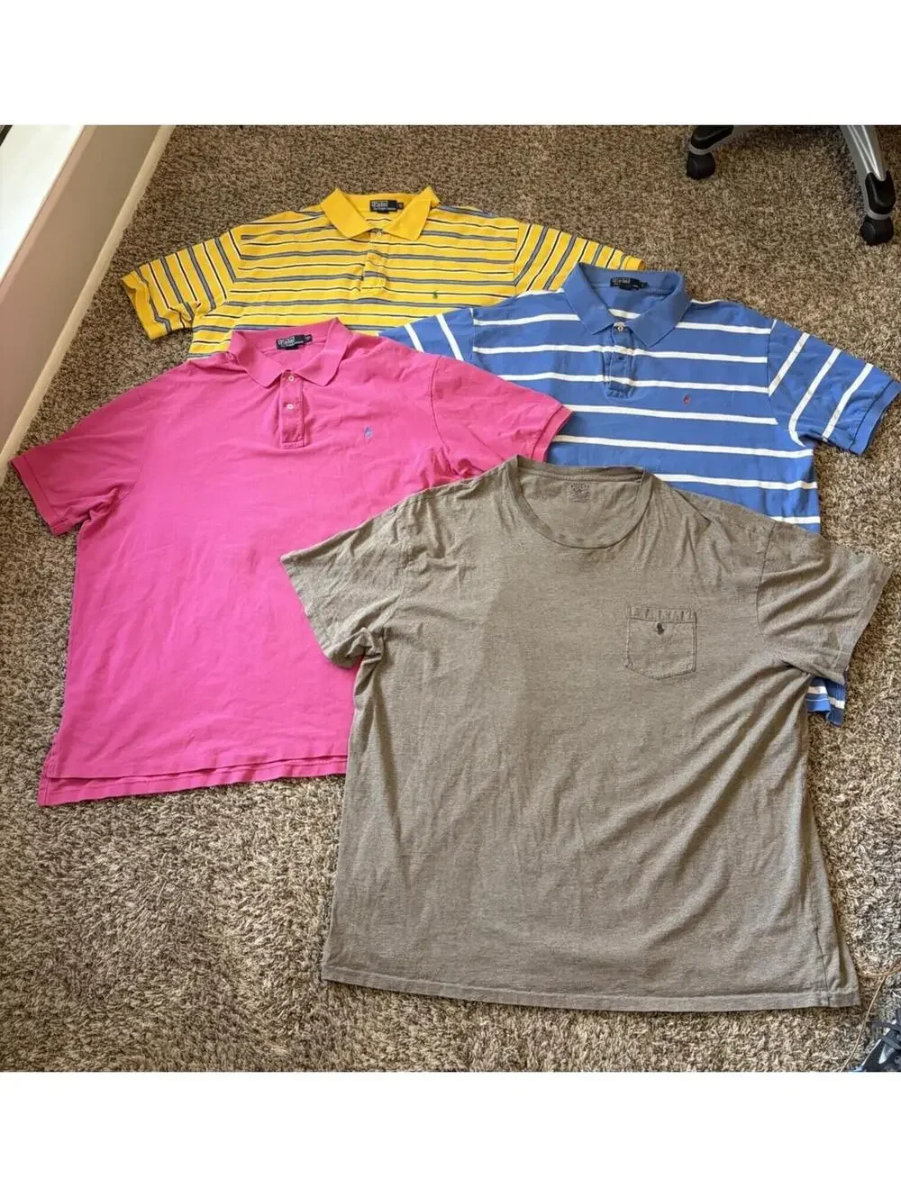 Lot Of 4 - Polo Ralph Lauren Men’s Size 4XB Short Sleeve Polo Shirts Striped